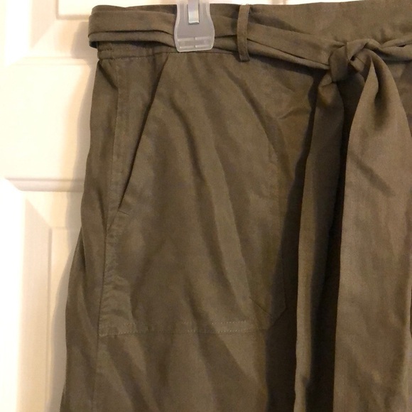 LOFT Olive Green Belted Mini Shirt S - Picture 2 of 7